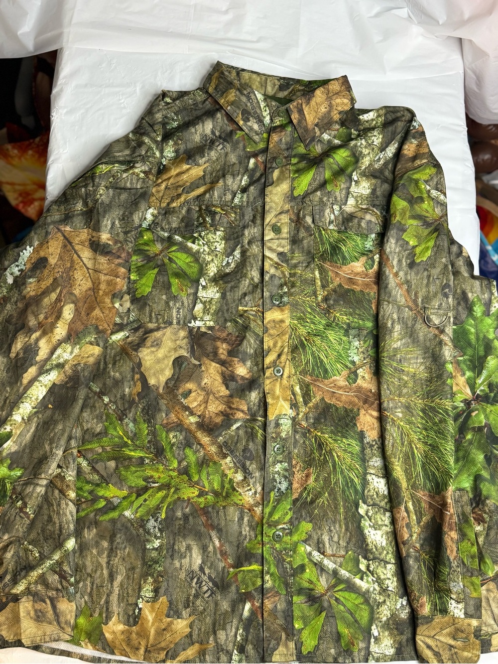 Mossy Oak NWTF Camo Button Up Hunting Shirt Mens XL Green Leaf Print - Picture 3 of 7